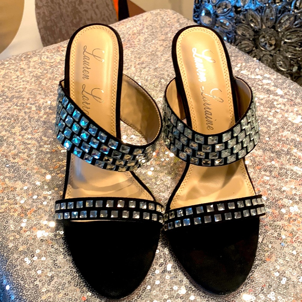 Brand New, Never Worn - Lauren Lorraine Black Rhinestone Heels - Sz 8.5